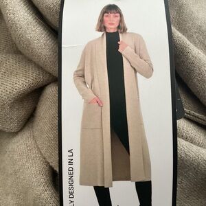 Max Sport Long Duster Cardigan Coat Buff Medium NWT